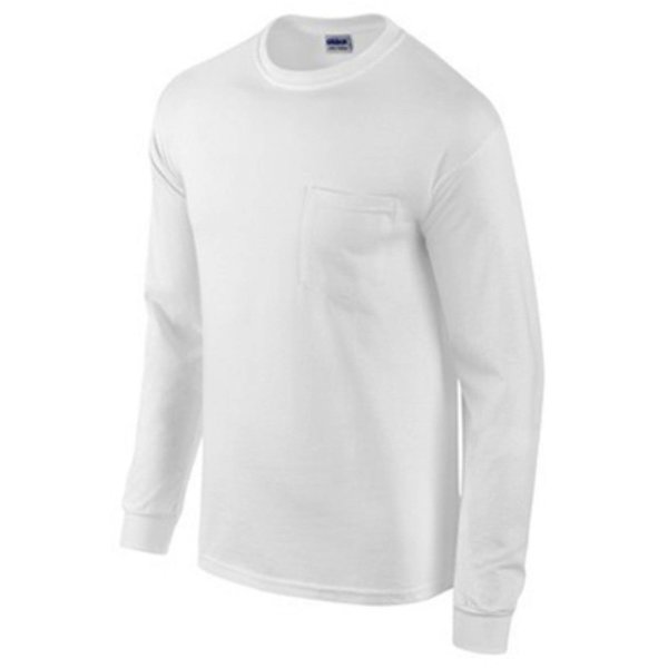 Gildan Branded Apparel Srl Med Wht L/S T Shirt 285492